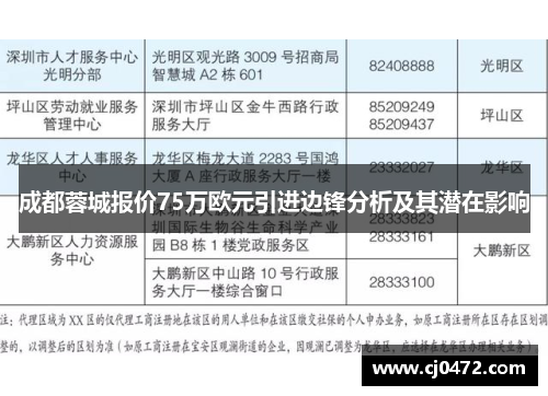 成都蓉城报价75万欧元引进边锋分析及其潜在影响